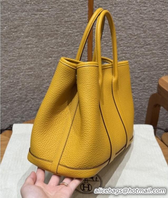 Market Sells Hermes Garden Party 30/36cm Bag in Togo Leather H2301 Jaune Amber Yellow 2025(Half Handmade)
