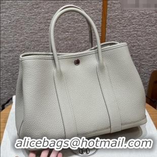 Top Quality Hermes Garden Party 30/36cm Bag in Togo Leather H2301 Beton Glacier White 2025(Half Handmade)