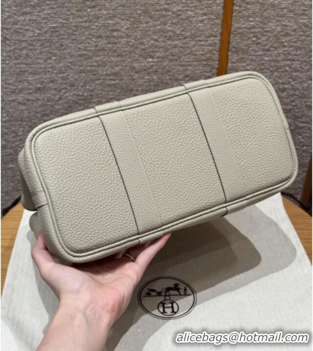Top Quality Hermes Garden Party 30/36cm Bag in Togo Leather H2301 Beton Glacier White 2025(Half Handmade)