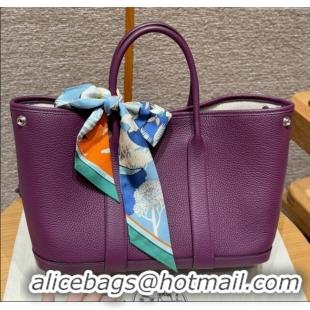 New Design Hermes Garden Party 30/36cm Bag in Togo Leather H2301 Anemone Purple 2025(Half Handmade)