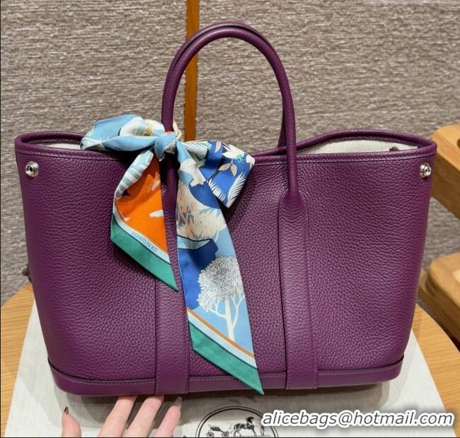 New Design Hermes Garden Party 30/36cm Bag in Togo Leather H2301 Anemone Purple 2025(Half Handmade)