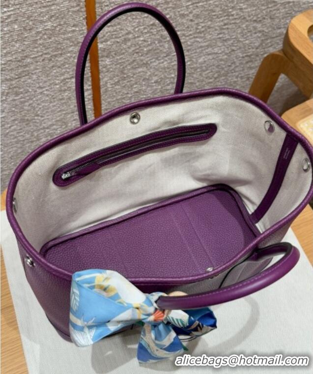 New Design Hermes Garden Party 30/36cm Bag in Togo Leather H2301 Anemone Purple 2025(Half Handmade)