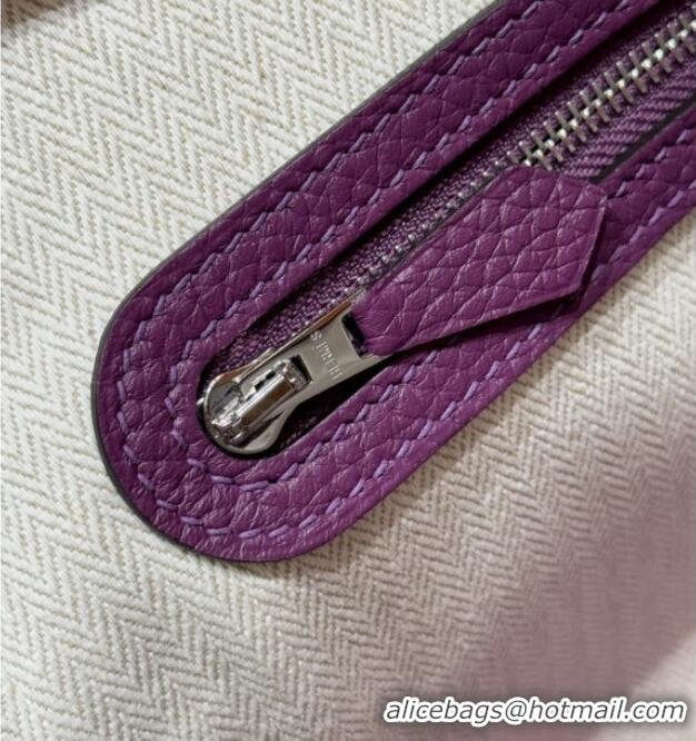 New Design Hermes Garden Party 30/36cm Bag in Togo Leather H2301 Anemone Purple 2025(Half Handmade)