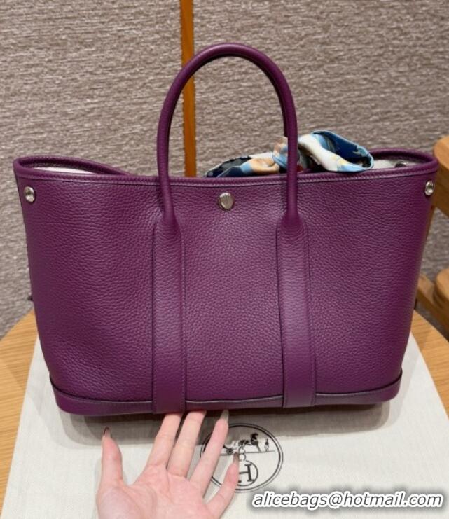 New Design Hermes Garden Party 30/36cm Bag in Togo Leather H2301 Anemone Purple 2025(Half Handmade)