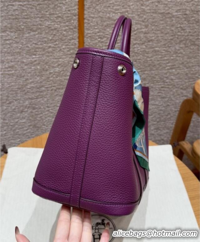 New Design Hermes Garden Party 30/36cm Bag in Togo Leather H2301 Anemone Purple 2025(Half Handmade)