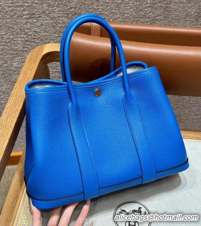 Top Quality Hermes Garden Party 30/36cm Bag in Togo Leather H2301 Blue Hydra 2025(Half Handmade)
