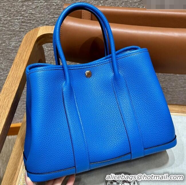 Top Quality Hermes Garden Party 30/36cm Bag in Togo Leather H2301 Blue Hydra 2025(Half Handmade)