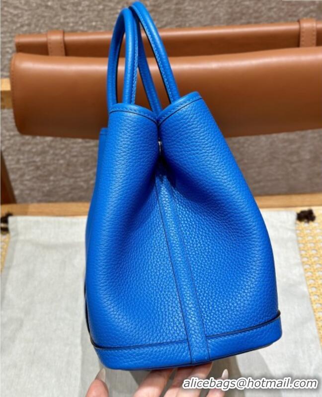 Top Quality Hermes Garden Party 30/36cm Bag in Togo Leather H2301 Blue Hydra 2025(Half Handmade)