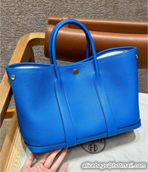 Top Quality Hermes Garden Party 30/36cm Bag in Togo Leather H2301 Blue Hydra 2025(Half Handmade)