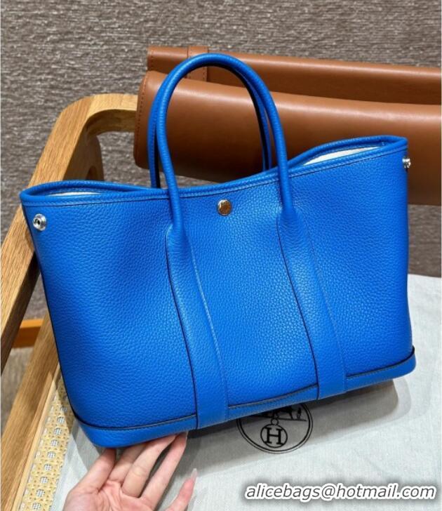 Top Quality Hermes Garden Party 30/36cm Bag in Togo Leather H2301 Blue Hydra 2025(Half Handmade)