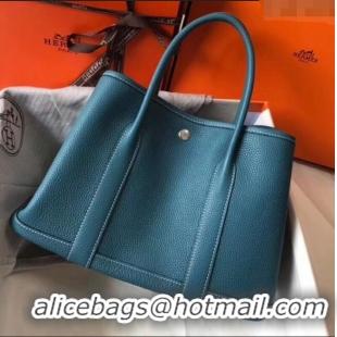 Inexpensive Hermes Garden Party 30/36cm Bag in Togo Leather H2301 Denim Blue 2025(Half Handmade)