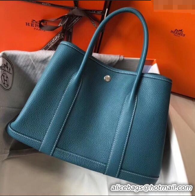 Inexpensive Hermes Garden Party 30/36cm Bag in Togo Leather H2301 Denim Blue 2025(Half Handmade)
