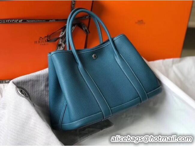 Inexpensive Hermes Garden Party 30/36cm Bag in Togo Leather H2301 Denim Blue 2025(Half Handmade)