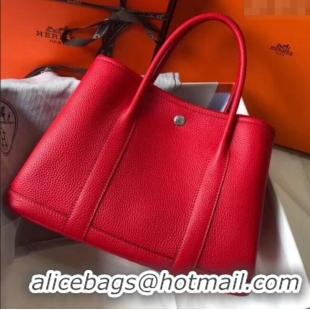 Spot Bulk Hermes Garden Party 30/36cm Bag in Togo Leather H2301 Red 2025 (Half Handmade)
