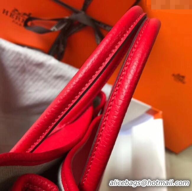 Spot Bulk Hermes Garden Party 30/36cm Bag in Togo Leather H2301 Red 2025 (Half Handmade)