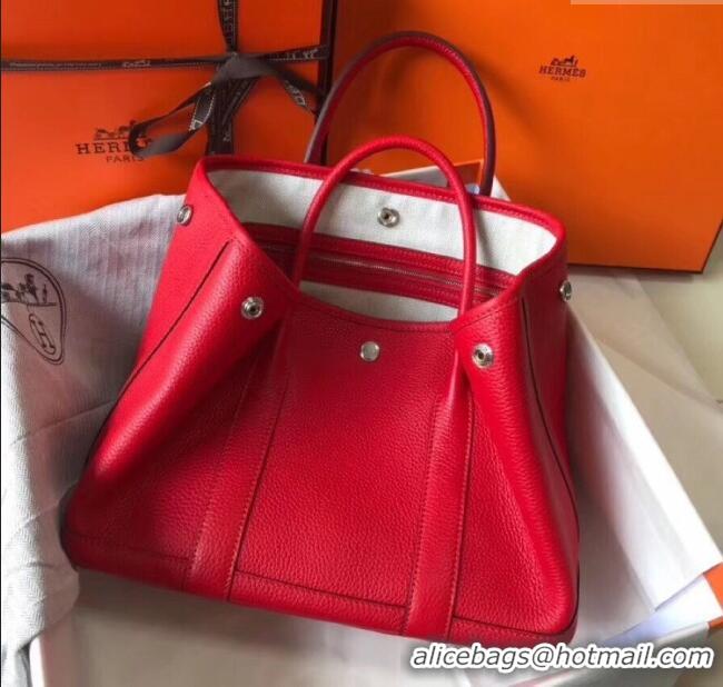 Spot Bulk Hermes Garden Party 30/36cm Bag in Togo Leather H2301 Red 2025 (Half Handmade)
