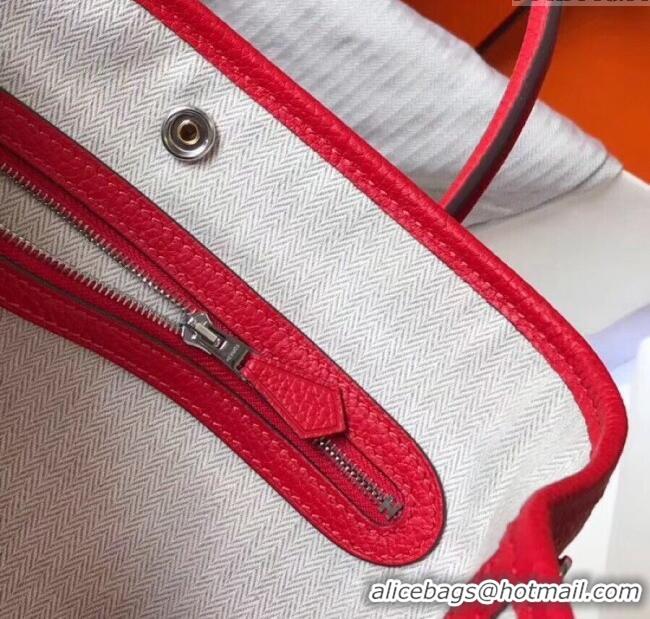 Spot Bulk Hermes Garden Party 30/36cm Bag in Togo Leather H2301 Red 2025 (Half Handmade)