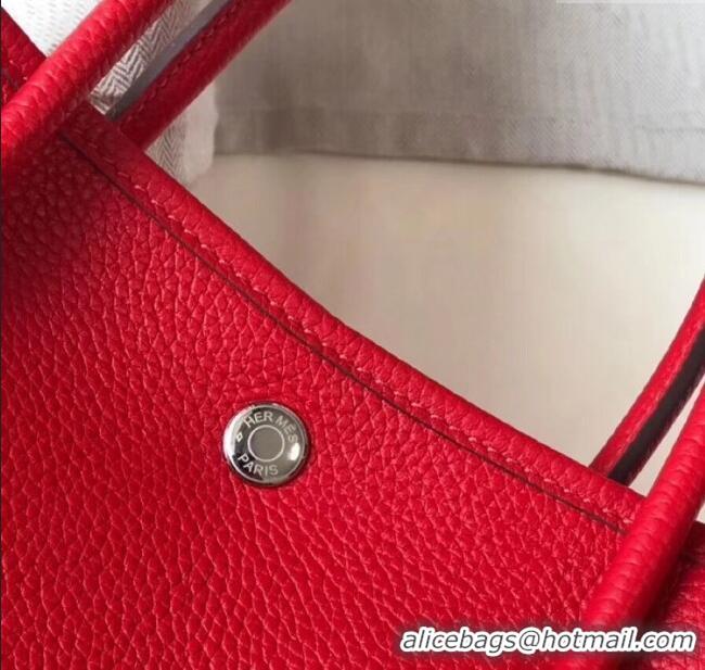Spot Bulk Hermes Garden Party 30/36cm Bag in Togo Leather H2301 Red 2025 (Half Handmade)