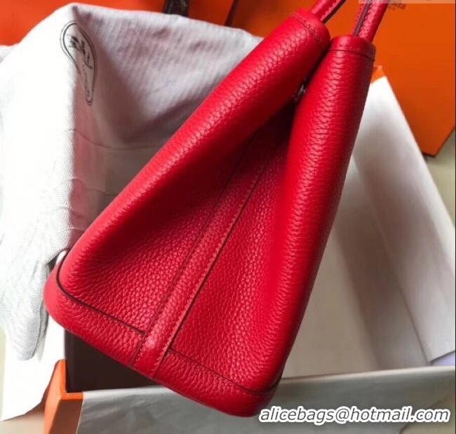 Spot Bulk Hermes Garden Party 30/36cm Bag in Togo Leather H2301 Red 2025 (Half Handmade)