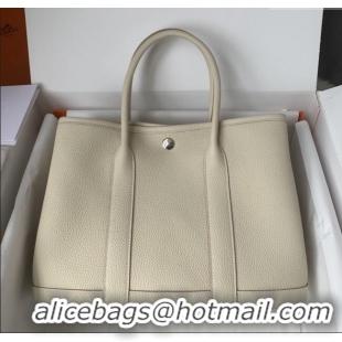 Best Quality Hermes Garden Party 30/36cm Bag in Togo Leather H2301 Milkshake White 2025(Half Handmade)