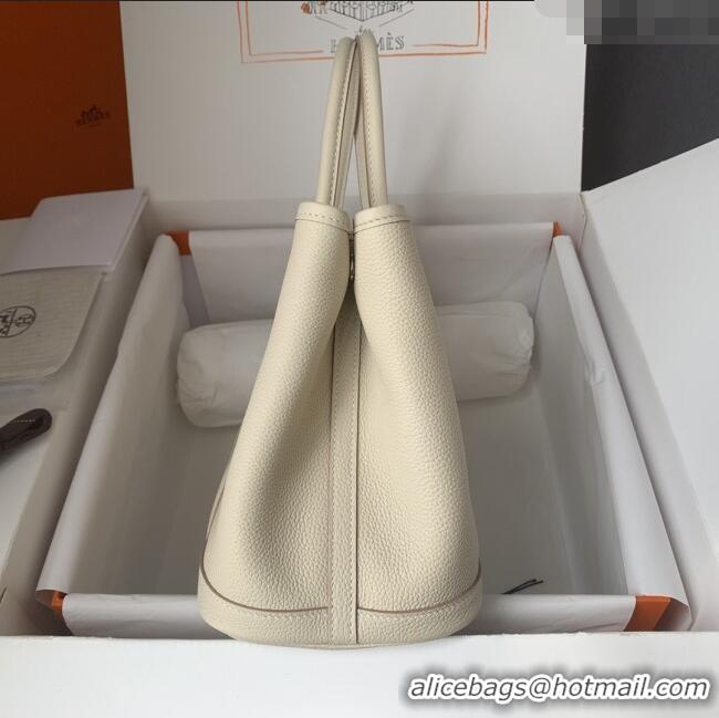 Best Quality Hermes Garden Party 30/36cm Bag in Togo Leather H2301 Milkshake White 2025(Half Handmade)