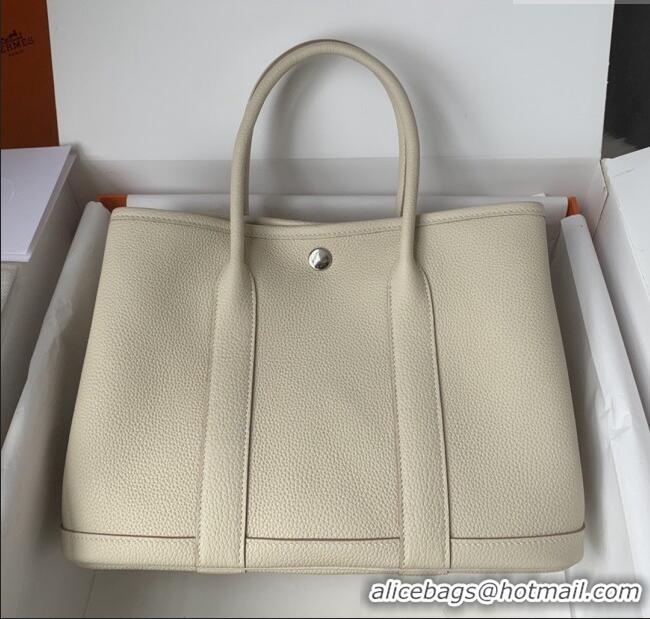 Best Quality Hermes Garden Party 30/36cm Bag in Togo Leather H2301 Milkshake White 2025(Half Handmade)