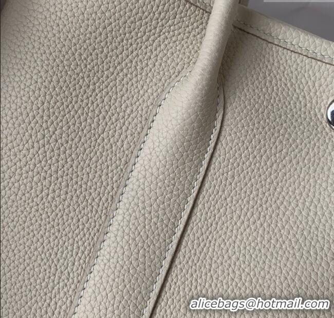 Best Quality Hermes Garden Party 30/36cm Bag in Togo Leather H2301 Milkshake White 2025(Half Handmade)