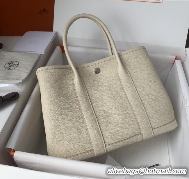 Best Quality Hermes Garden Party 30/36cm Bag in Togo Leather H2301 Milkshake White 2025(Half Handmade)