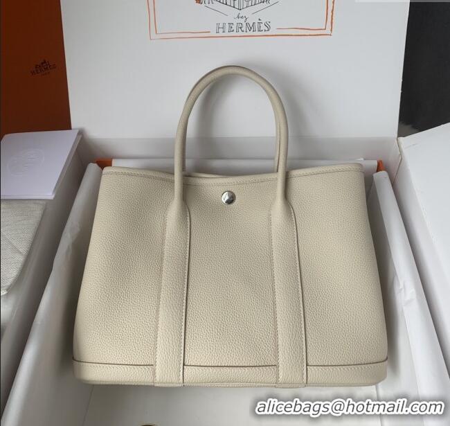 Best Quality Hermes Garden Party 30/36cm Bag in Togo Leather H2301 Milkshake White 2025(Half Handmade)