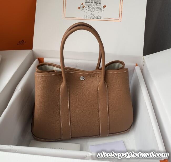 New Design Hermes Garden Party 30/36cm Bag in Togo Leather H2301 Brown 2025(Half Handmade)