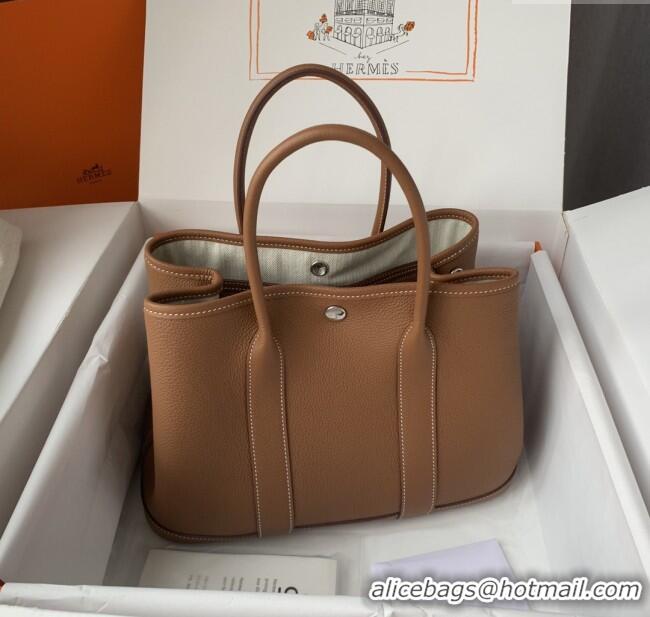New Design Hermes Garden Party 30/36cm Bag in Togo Leather H2301 Brown 2025(Half Handmade)