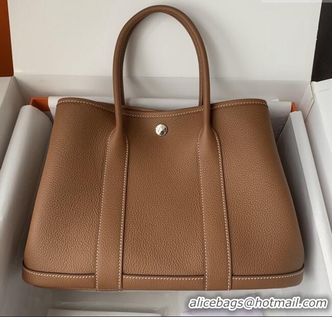New Design Hermes Garden Party 30/36cm Bag in Togo Leather H2301 Brown 2025(Half Handmade)