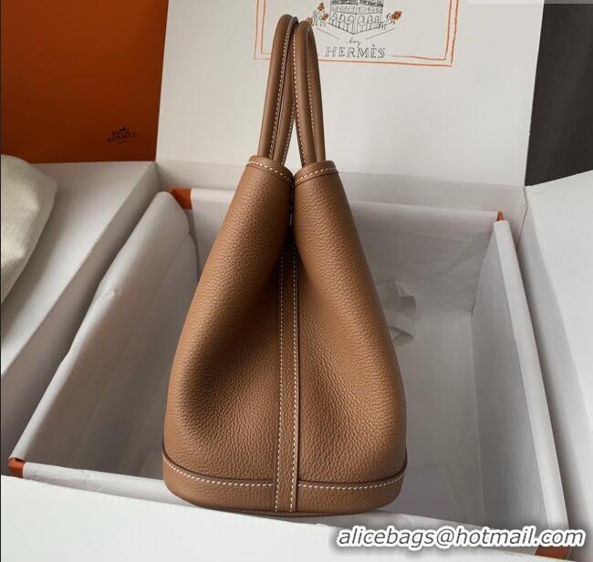 New Design Hermes Garden Party 30/36cm Bag in Togo Leather H2301 Brown 2025(Half Handmade)