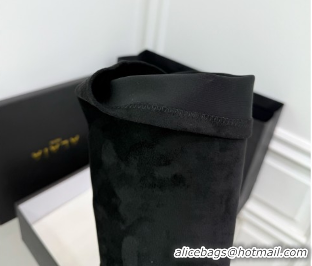 Pretty Style Alaia Heel Thigh High Boots 6cm in Stretch Suede Black AL070905 0827115