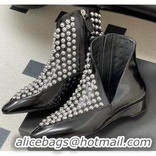 Low Cost Alaia Wedge Heel Ankled Boots with Studs Black AL070906 0827118