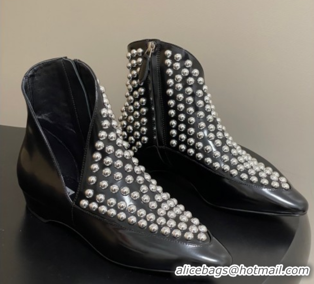 Low Cost Alaia Wedge Heel Ankled Boots with Studs Black AL070906 0827118