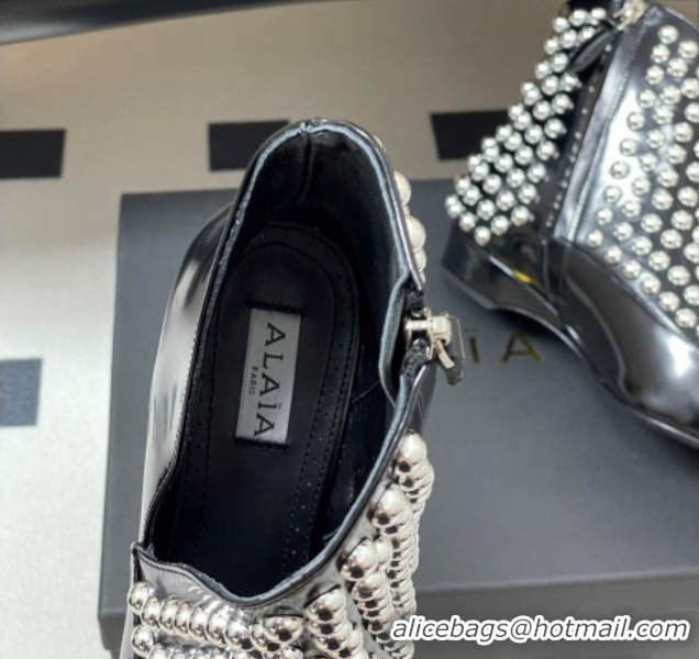 Low Cost Alaia Wedge Heel Ankled Boots with Studs Black AL070906 0827118