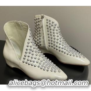 Grade Quality Alaia Wedge Heel Ankled Boots with Studs White 2025 AL070906 0827119