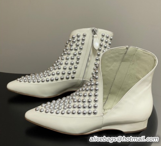 Grade Quality Alaia Wedge Heel Ankled Boots with Studs White 2025 AL070906 0827119
