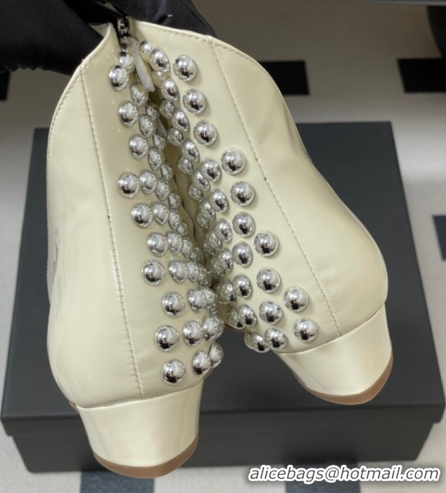 Grade Quality Alaia Wedge Heel Ankled Boots with Studs White 2025 AL070906 0827119