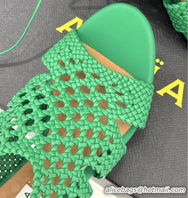 Shop Duplicate Alaia Weave Leather Wedge Sandals 10.5cm Heel A091602 Green 091602