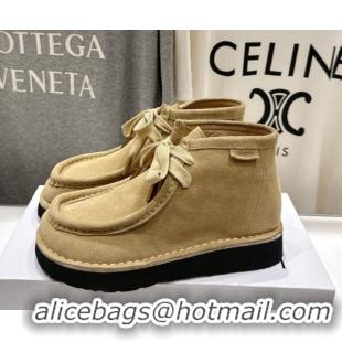 Pretty Style Loewe Faro High top Lace-up Shoes in Suede Beige 0823068