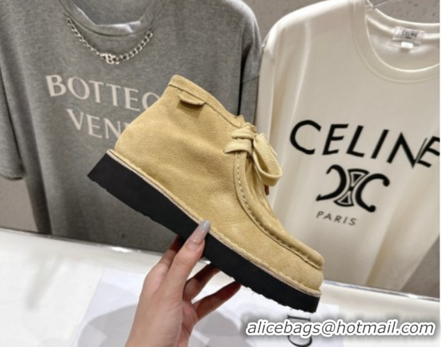 Pretty Style Loewe Faro High top Lace-up Shoes in Suede Beige 0823068