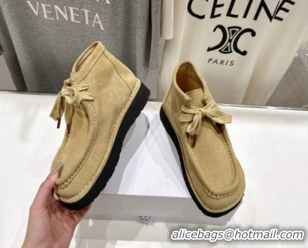 Pretty Style Loewe Faro High top Lace-up Shoes in Suede Beige 0823068