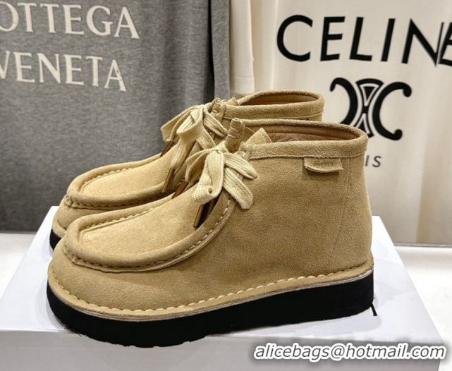 Pretty Style Loewe Faro High top Lace-up Shoes in Suede Beige 0823068