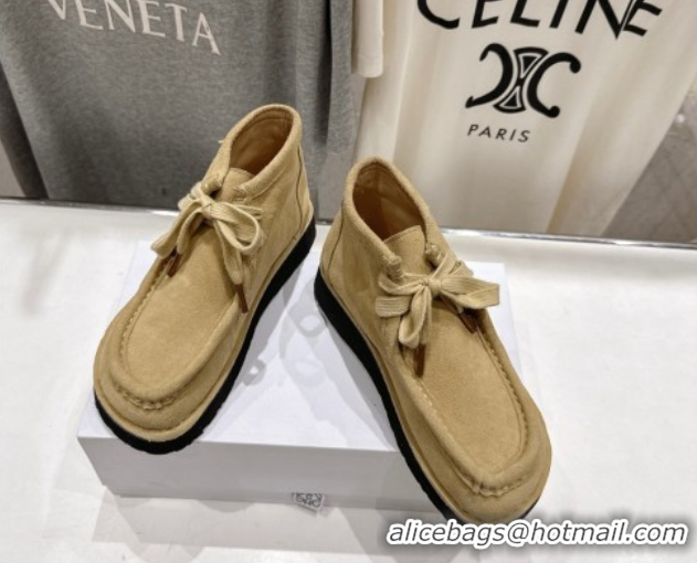 Pretty Style Loewe Faro High top Lace-up Shoes in Suede Beige 0823068