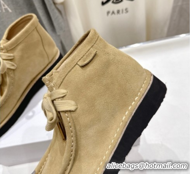 Pretty Style Loewe Faro High top Lace-up Shoes in Suede Beige 0823068