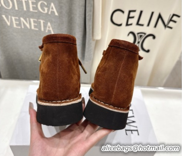 Top Grade Loewe Faro High top Lace-up Shoes in Suede Dark Brown 0823069