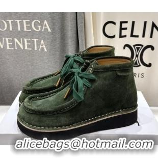 Durable Loewe Faro High top Lace-up Shoes in Suede Green 0823070