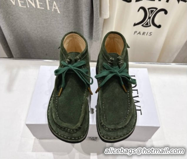 Durable Loewe Faro High top Lace-up Shoes in Suede Green 0823070
